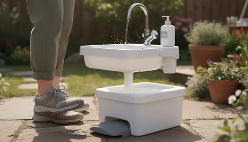 Sink with Foot Pump: Portable, Hands-Free Handwashing Anywhere!